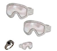 Générique Ski Goggle Shaped Ring, Ski Goggle Shaped Adjustable Ring - Unique Winter Sports Jewelry for Women Men (2*White)