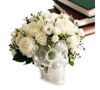 Générique Skull Flower Pot - Gothic Skeleton Wall Vase Statue | Decorative Planter Container for Fresh Dried Flowers, Indoor Outdoor Home Decor, Bedroom, Patio, Door, Gate