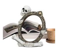 Générique Skull Framed Statue - Resin Skeleton Sculpture | Halloween Gothic Decor | Vintage Frame Ornament, Skull Decoration for Fireplace Mantel Desk Desktop Bookshelf, 16.2x13.3x6cm