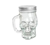 Générique Skull Glass - 500ml Clear Beer Mug With Lid Halloween Drink Cup