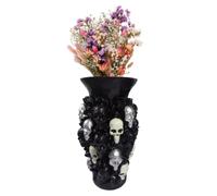 Générique Skull Vase - 12x12x20.5cm Resin Gothic Halloween Planter Decor