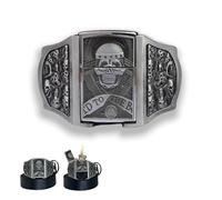 Générique Skulls Bronze Lighter Belt Buckle, Built- Hidden Skull lighter, Western Cowboy Skull Buckle Belt Buckles