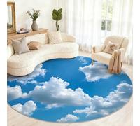 Générique Sky - Tapis Rond Moderne Minimaliste - 90 cm - Petit Tapis Rond antidérapant pour Chambre d'enfant, Salle de Jeux, Table Basse, décoration d'intérieur