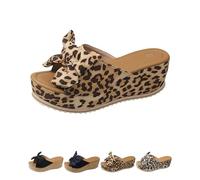 Générique Slide Sandals for Women Plus Size Bow-Knot Platform Wedge Sandals Summer Outdoor Beach Sandal Open Toe Non-Slip Slippers (Brown,40)