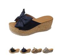 Générique Slide Sandals for Women Plus Size Bow-Knot Platform Wedge Sandals Summer Outdoor Beach Sandal Open Toe Non-Slip Slippers (Blue,41)