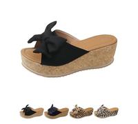 Générique Slide Sandals for Women Plus Size Bow-Knot Platform Wedge Sandals Summer Outdoor Beach Sandal Open Toe Non-Slip Slippers (Black,40)