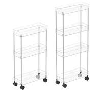 Générique Slim Rolling Cart, Multitier Storage Organizer, Movable Utility Rack, Space Saving Design, 3 Tier Ideal for Bathroom, Kitchen, Laundry Room, Narrow Spaces, 1650g