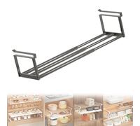 Générique Slimdescent Cabinet Telescopic Shelf, Expandable Adjustable Shoe Rack & Under Cabinet Shelf with Durable Carbon Steel for Kitchen, Closet, Bathroom (Black,11.8-19.9in)