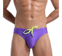 Générique Slip De Bain Homme Sexy Taille Basse, Maillot De Bain Piscine Respirant à Séchage Rapide Poids Léger Short De Bain String de Plage Eté Swim Briefs Slips avec Cordon Slip de Bain (Purple, L)
