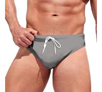 Générique Slip de Bain Homme Uni Basique Cordon Blanc Réglable Tissu Séchage Rapide Résistant au Chlore Sel Marin Élastique Piscine Plage Anti-Frottement Tailles S à XXL