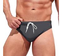 Générique Slip de Bain Homme Uni Basique Cordon Blanc Réglable Tissu Séchage Rapide Résistant au Chlore Sel Marin Élastique Piscine Plage Anti-Frottement Tailles S à XXL