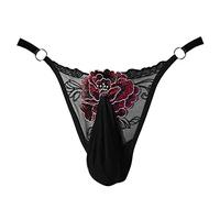 Générique Slip Homme Sexy Chic String Drole Rouge sous Vetement De Pute Ouvert Lingerie Érotique Hot Femme Mini Boxer Micro Drôle Strings Bain Vêtements Tanga Dentelle Noir