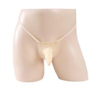 Générique Slips Homme sous-vêtements pour Hommes String pour Hommes en Soie glacée Transparente Fine de Couleur Pure Nude sans Ensemble Sexy de sous-vêtements érotiques(Beige,One Size)