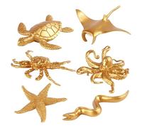 Générique Small Animal Figures, Animal Educational Toy Figures Playset, Realistic Golden Animals Toys Animals Playset for Cupcake Toppers, Cupcake Topper Animal Figures, Animal Playset