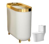 Générique Small Bathroom Trash Can with Lid - 32x14x30cm Soft Close, Step Pedal, 1.3 Gallon / 5 Liter Stainless Steel Slim Garbage Can for Office, Diaper Waste Basket with Removable Inner Bucket