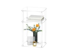 Générique Small Bedside Table, Transparent Acrylic Tall End Tables for Small Spaces, Space-Saving Nightstand with Open Shelves for Apartment Business Living Room 30x25x55cm