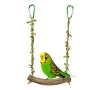 Générique Small Bird Swing Toy - Natural Wood Perch with Chewable Parts for Parrots, Parakeets & Cockatiels | Fun Climbing & Swinging Cage Accessory for Exercise, Boredom Relief & Play