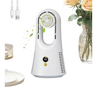 Générique Small Bladeless Fan - Aromatherapy Box Feature, Six Speeds Rechargeable, Wind Blower Device, LED Light Accessory | Timer Control Tool, Essential Equipment For Office Nightstand