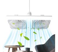 Générique Small Ceiling Fan with Light - Double Head Quiet Design, E26/E27 Bulb Base with 3-Speed Remote, Integrated Aerodynamic Blades, High-Efficiency LED Lighting, Home Dorm Office Apartment