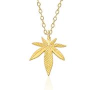 Générique Small Cute Hip Hop Gold Plated Men Fashion Plant Weed Leaf Pendant Necklace for Men and Women (Color 1)