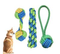 Générique Small Dog Rope Toy, 3 Pack Puppy Tug, Bite-Resistant Chew Accessory, Teeth Cleaning Aid, Durable Grinding Plaything for Indoor and Outdoor Pets Training Fun, Green Blue
