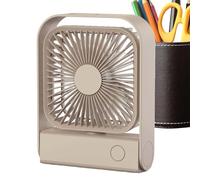 Générique Small Oscillating Fan, 4 Speeds Foldable Handheld Wind Blower, Desk Fans, 90 Degree Oscillating Foldable Portable Fan for Desktop, Travel, Camping, Bedroom, Dorm, Bedside (Brown)