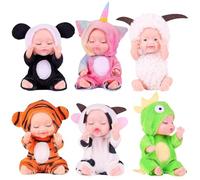 Générique Small Reborn Dolls, Realistic Soft Reborns Toddler Doll with Movable Limbs, 4.33x1.57x1.97 inches Life Like Simulation Baby Doll for Birthday, Children's Day, Holiday