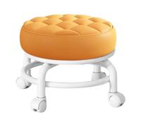 Générique Small Rolling Stool - Rotating Stool Chair, 360° Rotation Rolling Saddle Śtool, Leather Round Ŕolling Stools Adjustable, 1 Piece Swivel and Movable Chair, Rotatable Saddle Stools for Home