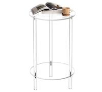 Générique Small Round Acrylics End Table, Clear Side Tables, Adorable Compact Furniture Piece, Bedroom and Living Room, Modern Accent Acrylic Table for Home Interior, Transparent