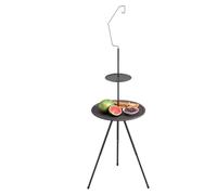 Générique Small Round Folding Table, Double Layer Lightweight Table, Compact Portable Camping, Sturdy Waterproof, Easy to Set Up, Black, 1 Pack, for Outdoor, Indoor, Beach, Picnic, Travel