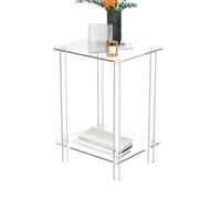Générique Small Side Table, Acrylic End Table, Space Saving Organizer, Transparent, Clear Modern Design, Tall Display Shelf, for Apartment Bathroom Dorm Hotel Restaurant Living Room Use