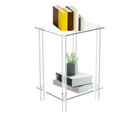 Générique Small Side Table, Transparent Acrylic Tall End Tables for Small Spaces, Multi-Functional Organizer Shelf for Dormitory, Hotel, Apartment, Living Room, Bathroom, Rental, 1 Piece