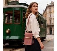 Générique Small Sling Purse - 7.48 inches Leather Touchscreen Mobile Key Pouch, Zipper Phone Bag Card Slot for Women Lady Mother Shopping, Carry Lipstick Money, Compact Lightweight Stylish Design,