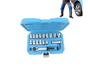 Générique Small Socket Wrench Set with Bit | Fast Cutting Ratchet Repair Tool, Durable Metal Construction, Compact Box Size for Vehicle Car Bike Home Factory Mechanics Automotive Workshop Tool