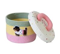 Générique Small Toy Box - 8.66inch Cute Storage Bins | Cotton Rope Organizer - Portable Basket with Lid for Toys Pets Yarn Sewing Knitting Laundry Home Desktop Use