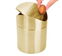 Générique Small Trash Bin Swing Top | Brushed Stainless Steel Garbage - 1.5L Wastebasket, Food Waste for Tabletop Countertop Use