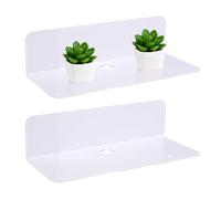 Générique Small Wall Shelf Set - 2-Piece 9-inch Metal Organizer for Photos, Plants, and Perfume Display with Sturdy Design, Floating Wall Rack for Bathroom, Living Room, Kitchen Easy Mount Use