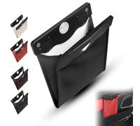 Générique Smart LED Waterproof Car Leather Trash Can, Passenger Side Waterproof Storage Pocket, Hanging Leather Magnet Car Storage Pocket, Reusable, Save Space (Black)