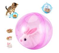 Générique Smart Rolling Ball Cat Toy - Realistic Animal Automatic Moving Pet Ball - Glow in The Dark Interactive 360° Rotating Spin Chasing Toy for Cats & Kittens (Blue, White Rabbit)