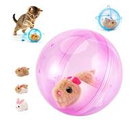 Générique Smart Rolling Ball Cat Toy - Realistic Animal Automatic Moving Pet Ball - Glow in The Dark Interactive 360° Rotating Spin Chasing Toy for Cats & Kittens (Pink, White Mouse)