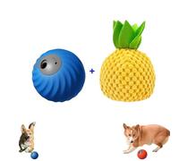 Générique Smart Touch Interactive Dog Toy with Fruit Braided Cover, Automatic Rolling + Feeding, Suitable for Small/Medium Dogs Safe and Durable (Blue+A)