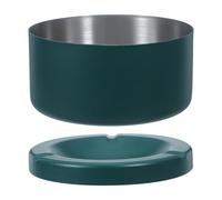 Générique Smoking Ashtray with Lid, Stainless Steel Retro Windproof Ashtray, Smokeless Round Green for Home Indoor Desktop Use