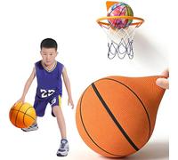 Générique Smooth Ball Basket avec Panier de Tir Offert, Ballon de Basket Silencieux Taille 7 et 5, Silent Basketball avec Noyau en Mousse Haute Densité pour Rebond Ultra Silencieux (E, Taille 5)