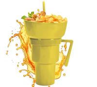 Générique Snack And Drink Cup - 2-in-1 Reusable Travel Snack And Drink Cup For Adults | Leakproof Food Holder Drinking Container For Chips Candy Fruit Dessert Popcorn Juice Milk Tea Party Outdoor