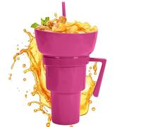 Générique Snack And Drink Cup - 2-in-1 Reusable Travel Snack And Drink Cup For Adults | Leakproof Food Holder Drinking Container For Chips Candy Fruit Dessert Popcorn Juice Milk Tea Party Outdoor