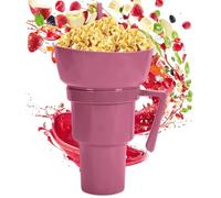 Générique Snack And Drink Cup - 2-in-1 Reusable Travel Snack And Drink Cup For Adults | Leakproof Food Holder Drinking Container For Chips Candy Fruit Dessert Popcorn Juice Milk Tea Party Outdoor