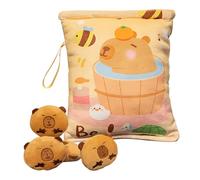 Générique Snack Bags Kids, Cute Capybara Plush Bag, 7.09x7.87in 4 Attached Doll Cushions, Portable Fun Cozy Design, Soft Pillow Snack Holder for Candy & Gummy Storage