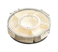 Générique Snack Box Container - PET PP Silicone 26x26x7.5cm | 360° Rotatable Divided Snack Platter With Lid Handle | Clear Organizer For Fruit Candy Nuts Home Freezer Picnic Camping Travel Road