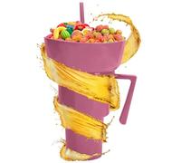 Générique Snack Drink Cup, Travel Food Container, Leakproof Double Holder, Spill-Resistant Lid, Compact Portable Design, Perfect for Outdoor Parties, Movie Nights, and Adult Travel Refreshments