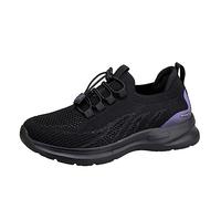 Générique Sneakers Femme Inspirées Basketball légères Design Aéré et Noir Semelle Mémoire Comfortables décontractées Chaussures pour Marche sur Sable Usage Quotidien Élégant (Black, 40)